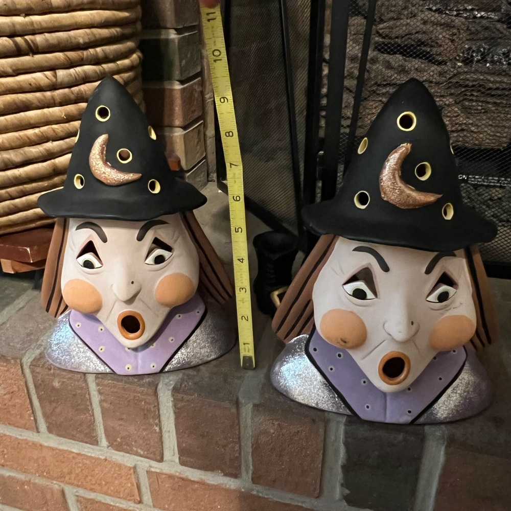 Vintage 10” Tall Witch Halloween Pottery Luminary - Picture 12 of 13
